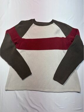 Structure Large Colorblock Ribbed Cotton Sweater vintage